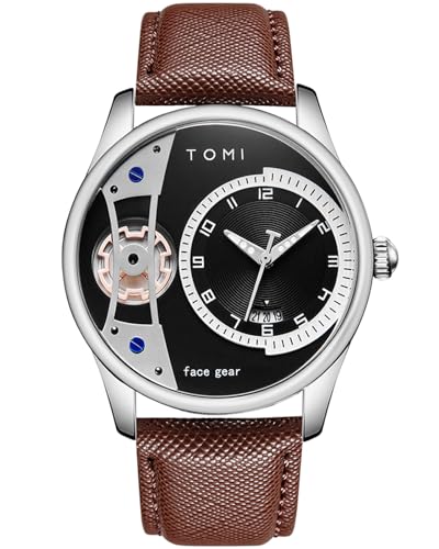 CIVO Herren Armbanduhr Analog Uhren Männer: Wasserdicht Silber Lederarmband Datum Quarz Herrenuhr