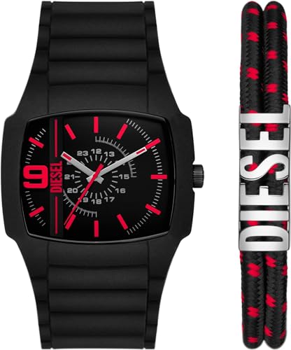 Diesel Herrenuhr Cliffhanger 2.0 quarz/3 Zeiger Uhrwerk 45mm Gehäusegröße mit einem silikonarmband DZ2191set