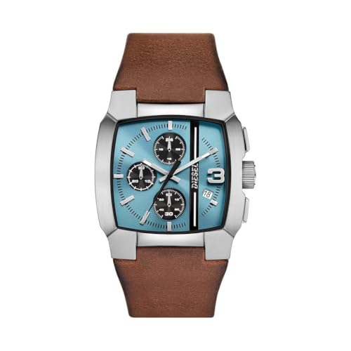 Diesel Herren Analog Quarz Uhr mit Leder Armband DZ4675