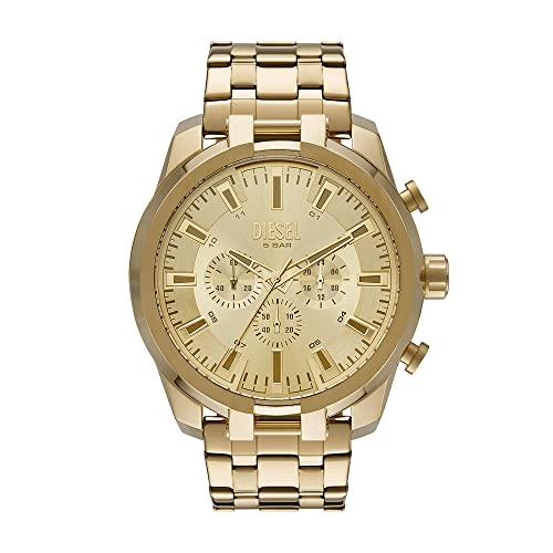 Diesel Herrenuhr Split, Chronographenwerk, 51 mm, goldenes Edelstahlgehäuse mit Edelstahlarmband, DZ4590
