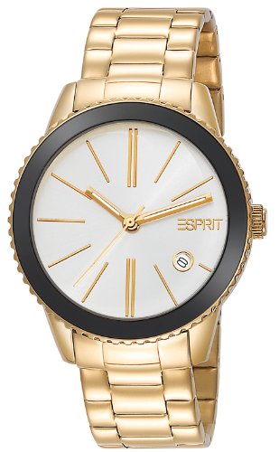 Esprit Damen Armbanduhr Marin Halo Gold ES105062006 mit Metall Armband, Beige/goldfarben, Gurt
