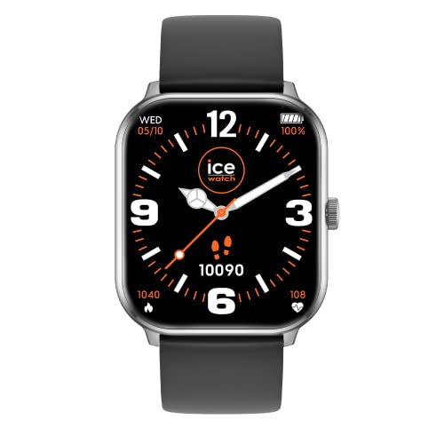 Ice-Watch - ICE smart Silver black - Silbergraue Smartwatch für Herren/Unisex mit Silikonarmband - 021411 (1,85')