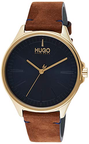 HUGO Analog Quarzuhr für Herren mit Braunes Lederarmband - 1530134