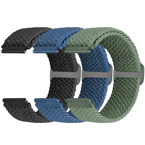 22mm Geflochtenes Armband Kompatibel mit Samsung Galaxy Watch 3 45mm/Galaxy Watch 46mm/Gear S3 Frontier/Garmin Venu 3/2/Vivoactive 4/Forerunner 570(47mm)/Amazfit Bip 6/5/GTR 4/3/2/Balance Damen Herren