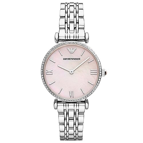 Emporio Armani Uhr für Damen , Zweizeiger Uhrwerk, 32mm Silbernes Edelstahlgehäuse mit Edelstahlarmband, AR1779
