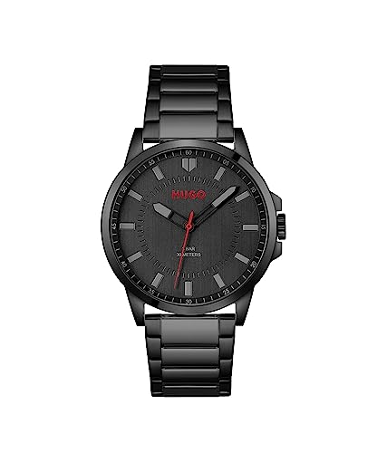 HUGO Analog Quarzuhr für Herren Kollektion #First mit Schwarzes Edelstahlarmband - 1530187