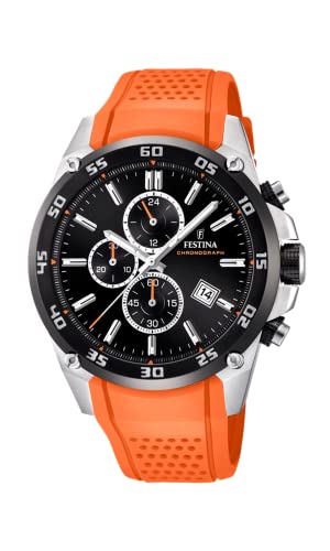 Festina Unisex Erwachsene Chronograph Quarz Uhr mit Leder Armband F20330/4