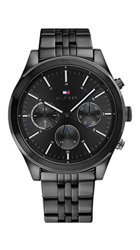 Tommy Hilfiger Multi Zifferblatt Quarz Uhr für Herren mit Schwarzes Edelstahlarmband - 1791738