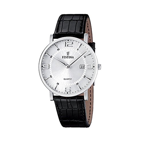 Festina Herren Analog Quarz Uhr mit Leder Armband F16476/3