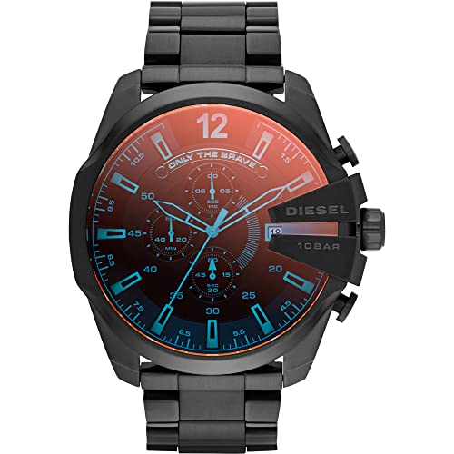 Diesel Herren Mega Chief Chronograph, 59 mm Gehäusegröße, Edelstahluhr