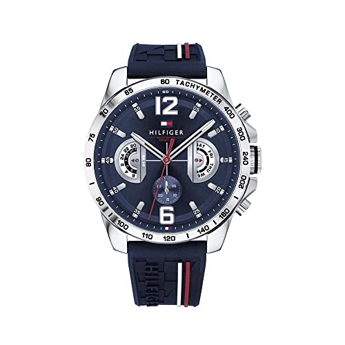 Tommy Hilfiger Multi Zifferblatt Quarz Uhr für Herren mit Marinblaues Silikonarmband - 1791476