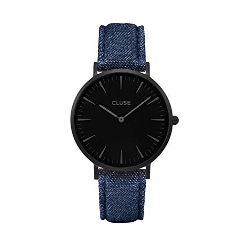 Cluse Damen-Armbanduhr La Bohème Analog Quarz One Size, blau/schwarz, schwarz
