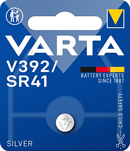 VARTA Batterien V392/SR41 Knopfzelle, 1 Stück, Silver Coin, 1,55V, kindersichere Verpackung, für elektronische Kleingeräte - Uhren, Autoschlüssel, Fernbedienungen, Waagen
