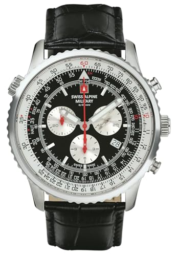 Swiss Alpine Military Herren Uhr Chronograph Analog Quarz 7078.9537SAM Leder