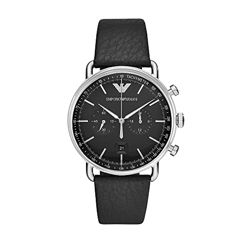 Emporio Armani Herren-Chronograph, Edelstahluhr, 43 mm Gehäusegröße