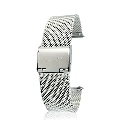 Clarkwatches Uhrenarmband Silber 18mm mit Schnellverschluss |Mesh Milanaise Metall Armband Uhren Ersatzuhrenarmband | wechseln ohne Werkzeug