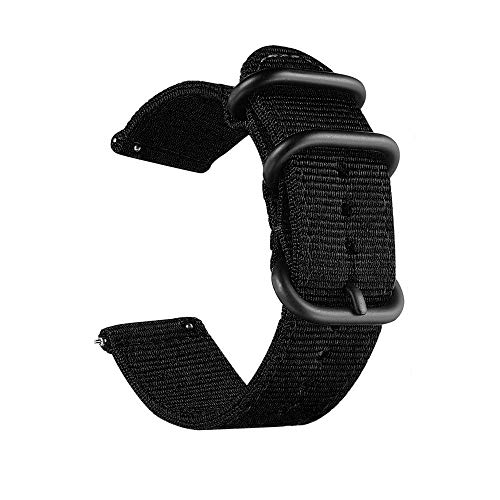 CNYMANY 24mm Universal Ballistic Uhrenarmband, Nylon Canvas Woven Loop Ersatzband Armband Schnallenverschluss Verstellbarer Verschluss für Smart-Watch Sport Fitness Tracker - Schwarz