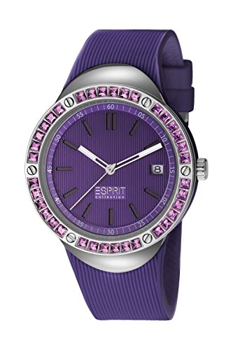 ESPRIT EL101982F03 Damen-Armbanduhr, Silikonarmband, Violett