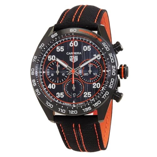 TAG Heuer Carrera X Porsche Orange Racing Chronograph Automatik schwarzes Zifferblatt Herrenuhr CBN2A1M.FC6526, 44 mm, Modern