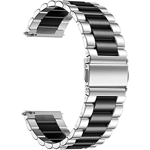 Blueshaweu Unisex Edelstahl Schnellspanner Uhrenarmband für 16mm 18mm 19mm 20mm 22mm 24mm Uhr (24mm, Silber-schwarz)