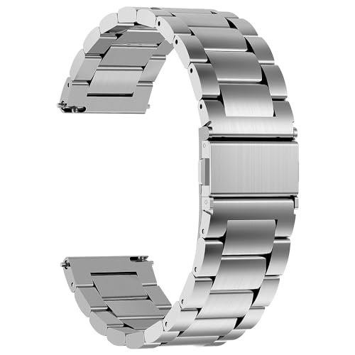 Fullmosa Edelstahl Uhrenarmband 22mm für traditionell Uhr, Kompatibel mit Samsung Galaxy Watch 3 45mm/Galaxy Watch 46mm,Huawei Watch 4/4Pro/GT 3/GT2 46mm/Garmin Vivoactive 4, Silber
