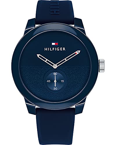 Tommy Hilfiger Multi Zifferblatt Quarz Uhr für Herren mit Blaues Silikonarmband - 1791803