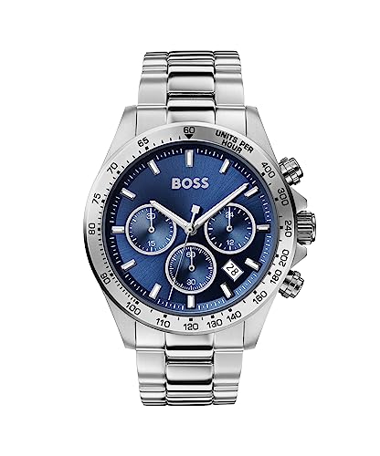 BOSS Chronograph Quarz Uhr für Herren mit Silbernes Edelstahlarmband - 1513755