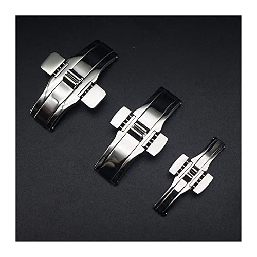 HUAHUA JUSU Store Fit für Tissot Edelstahl Massivmetallschließe Uhr Zubehör doppelte Druckknopf Faltenuhr Schnalle Schmetterlingsabbauschließe (Color : 6x21mm)