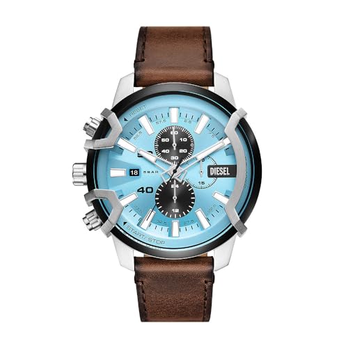 Diesel Herrenuhr Griffed Quarz/Chrono Uhrwerk 48 mm Gehäusegröße mit einem Lederarmband DZ4656
