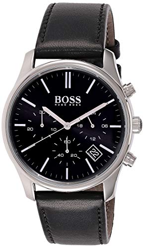 BOSS Chronograph Quarz Uhr für Herren mit Schwarzes Lederarmband - 1513430