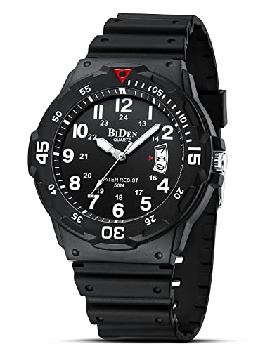 HANPOSH Herren Uhr Männer Analog Quarz Uhr 50M wasserdichte Armbanduhren mit Datum Casual Designer Uhr für Silikon Armband (Schwarz Weiß)