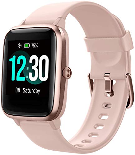 Smartwatch, Fitness Tracker 1.3' HD Voll Touchscreen, Damen Herren Watch für Android IOS, IP68 Fitness Uhr mit Pulsmesser Schlafmonitor Stoppuhr Musiksteuerung, Sportuhr Aktivitätstracker, Rose