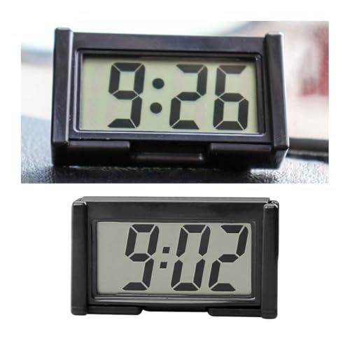 CGEAMDY Kleine Selbstklebende Elektronische Uhr, Auto-Uhr Armaturenbrett, Mini-Auto-Uhr, Auto Elektronische Digitaluhr, Lcd-Digitaluhr, Auto-Uhr Für Autos, Haus, Schreibtisch Und Büro(Schwarz)