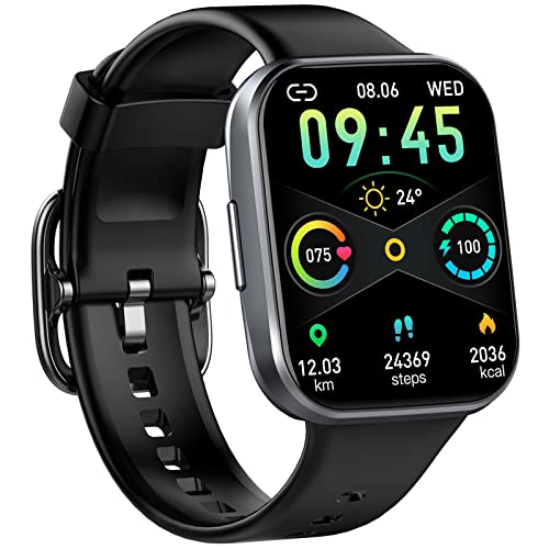Smartwatch Damen Herren, 2022 Fitnessuhr 1.69' Smart Watch Fitness Tracker Uhr mit Pulsmesser/SpO2/Schlafmonitor/Schrittzähler/Stoppuhr/Kalorien, IP68 Sportuhr Armbanduhr 25 Sportmodi für Android iOS