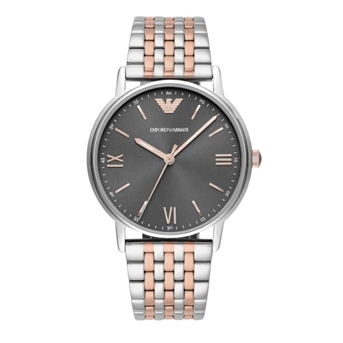 Emporio Armani Herrenuhr , Dreizeiger Uhrwerk, 41mm Silbernes Edelstahlgehäuse mit Edelstahlarmband, AR11121