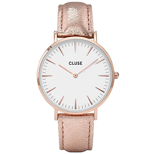 Cluse Unisex Erwachsene Analog Quarz Uhr mit Leder Armband CL18030
