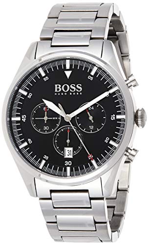 BOSS Chronograph Quarz Uhr für Herren mit Silbernes Edelstahlarmband - 1513712