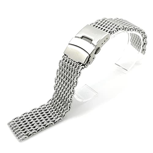 BONOOL Milanese Shark Mesh-Armband für Breitling Seiko OMG-Uhrenarmband 20 mm 22 mm Edelstahl-Uhrenarmband (Bandfarbe: Silber, Bandbreite: 20 mm)
