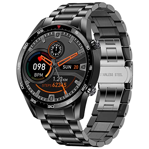 LIGE Smartwatch Herren, 1.32” HD Smart Watch mit Bluetooth Sprachanruf Pulsuhr, Schrittzähler, Schlafüberwachung, IP67 Wasserdicht Fitness Tracker Edelstahl Herren Uhr für iOS Android