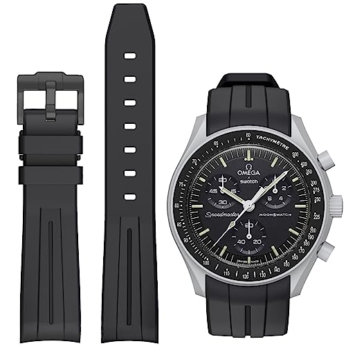 BONACE Armband für Moonswatch Swatch Watchband,Keine Lücke Silikon Ersatzband Armband für Omega X Swatch Moonswatch Speedmaster Männer Frauen Armband zubehör