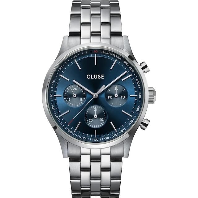 CLUSE - Uhr aus silberfarbenem Stahl, Silber-Silber-Silber, TU