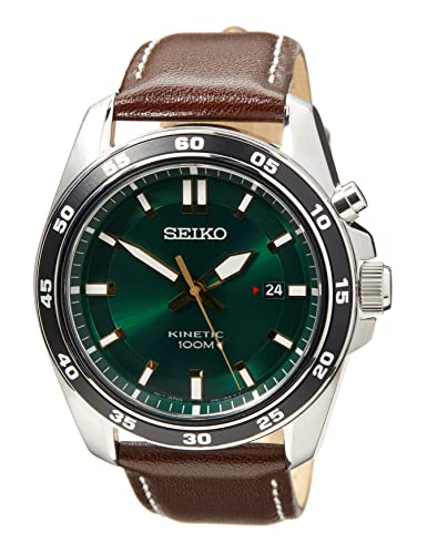 Seiko Herren-Uhr Kinetik Edelstahl mit Lederband SKA791P1