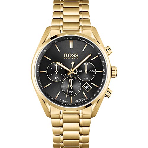 BOSS Chronograph Quarz Uhr für Herren mit Gelbgoldfarbenes Edelstahlarmband - 1513848