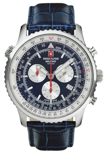 Swiss Alpine Military Herren Uhr Chronograph Analog Quarz 7078.9535SAM Leder