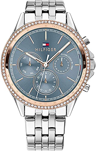 Tommy Hilfiger Multi Zifferblatt Quarz Uhr für Damen mit Silbernes Edelstahlarmband - 1781976