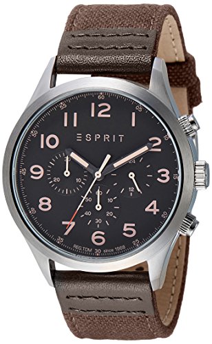 Esprit Herren Datum klassisch Quarz Uhr mit Leder Armband ES109201002