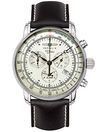 Zeppelin Uhr 100 Jahre Chronograph Alarm Leuchtblatt 8680