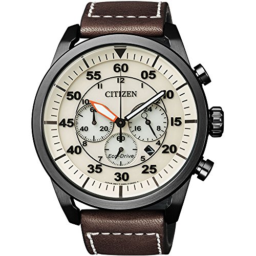 CITIZEN Herren Analog Quarz Uhr mit Leder Armband CA4215-04W