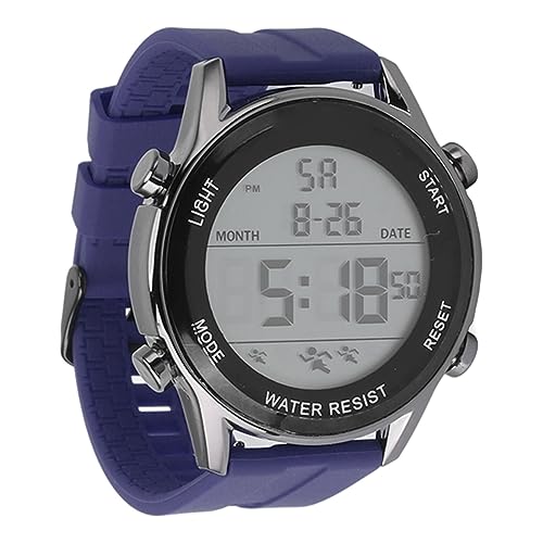 RiToEasysports Elektronische Sportuhr, Wasserdicht mit Nachtlicht, Großer Bildschirm, Herrenuhr, Silikon-Uhrenarmband für Outdoor-Aktivitäten (Blau)