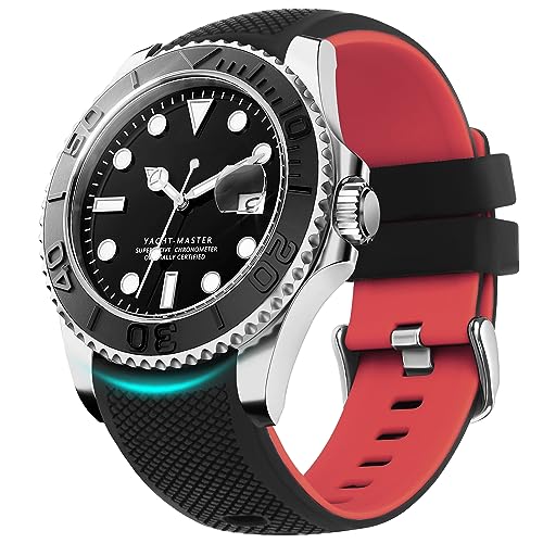 Fullmosa Smart Watch Uhrenarmband 20mm 22mm 24mm Silikon Ersatzarmband für Samsung Galaxy Watch/Huawei Watch/Garmin/Fossil, Sport Armband Keine Lücken Bicolor，22mm Schwarz/Rot
